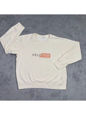 Peloton Sweatshirt Womens XL Beige Crew Neck Raglan Sleeve Pullover Top Athletic